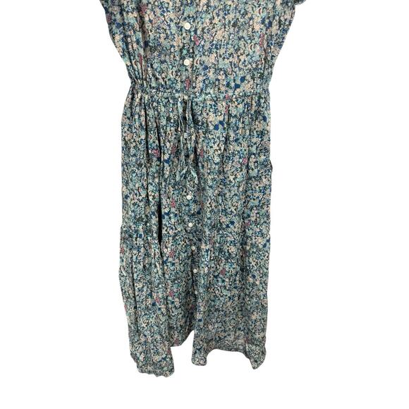 Trovata Birds of Paradis Kristi Dress Sea Mist Floral XS Cotton Blend Midi - Picture 7 of 12